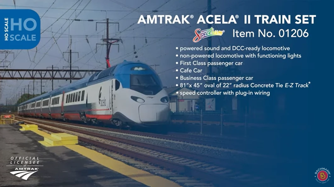 Bachmann Spectrum 01206 HO Scale Amtrak Acela II StarterTrain Set