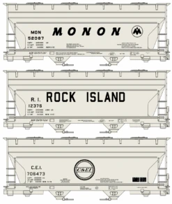 Accurail 8151 HO Scale ACF Covered Hopper Kit Midwest MON, RI, C&EI 3 Pack