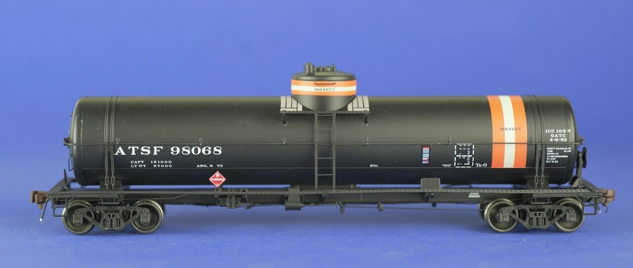 American Limited Models 1828 HO Scale GATC Welded Tank Car Santa Fe (White/Red Solvent) ATSF 98068