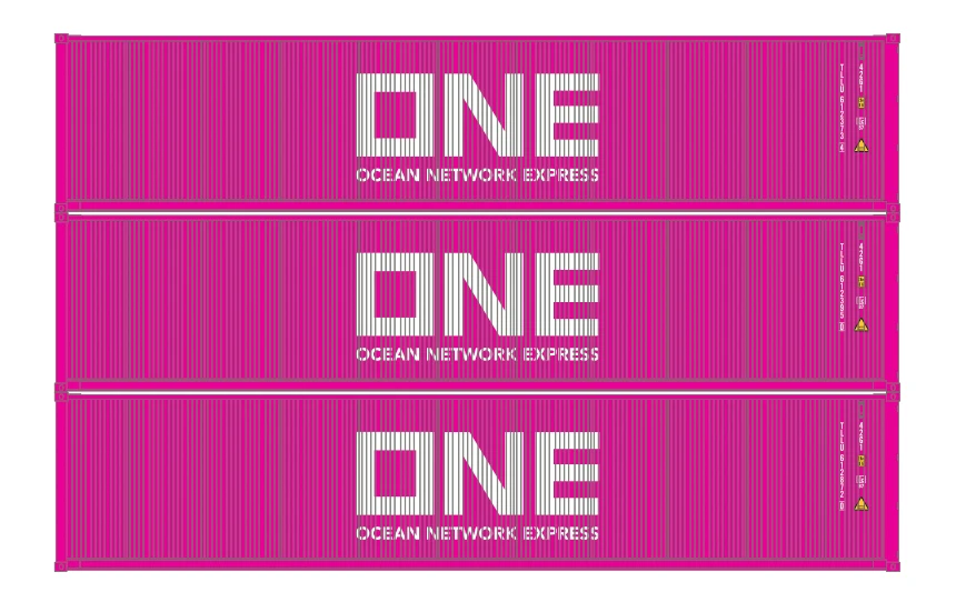 Athearn 16388 HO Scale 40' Low Cube Container Ocean Network Express ONE TLLU 3 Pack #2