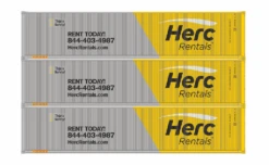 Athearn 16391 HO Scale 40' Low Cube Container Herc Rentals EASU 3 Pack #1