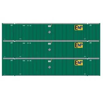 Athearn 17311 N Scale 53' Stoughton Intermodal Container EMP EMHU 3 Pack #2