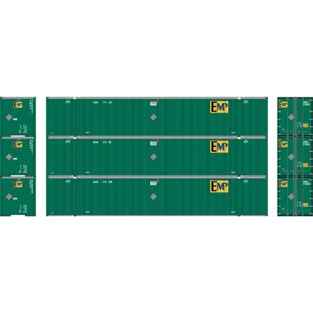 Athearn 17311 N Scale 53' Stoughton Intermodal Container EMP EMHU 3 Pack #2 - Image 2