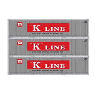 Athearn 17702 N Scale 40' Smooth Side Container K-Line 3 Pack