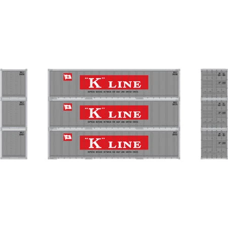 Athearn 17702 N Scale 40' Smooth Side Container K-Line 3 Pack - Image 2