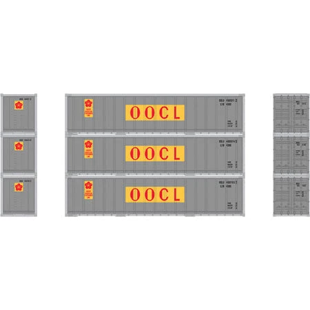 Athearn 17706 N Scale 40' Smooth Side Container OOCL 3 Pack - Image 2