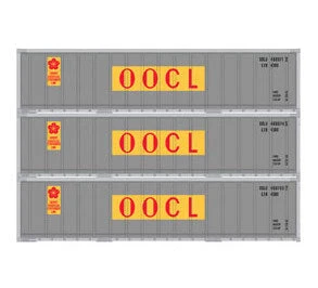 Athearn 17706 N Scale 40' Smooth Side Container OOCL 3 Pack