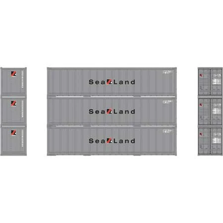 Athearn 17712 N Scale 40' Smooth Side Container Sealand 3 Pack - Image 2