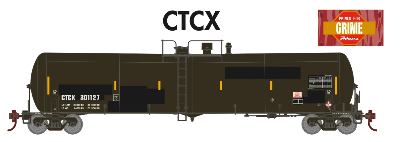 Athearn 18039 N Scale 30,000 Gallon Ethanol Tank Car CTCX 3 Pack #3 (Primed For Grime)