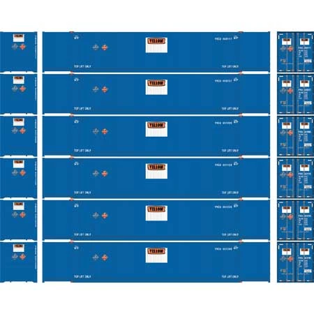 Athearn 18043 N Scale 53' CIMC Intermodal Container Yellow YRCU 6 Pack #2 - Image 2