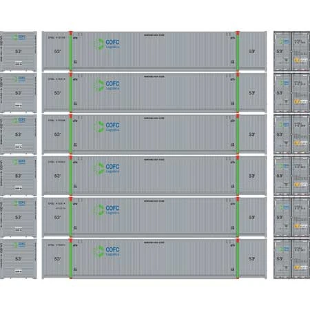 Athearn 18049 N Scale 53' CIMC Intermodal Container COFC Logitsics CFQU 6 Pack #2 - Image 2
