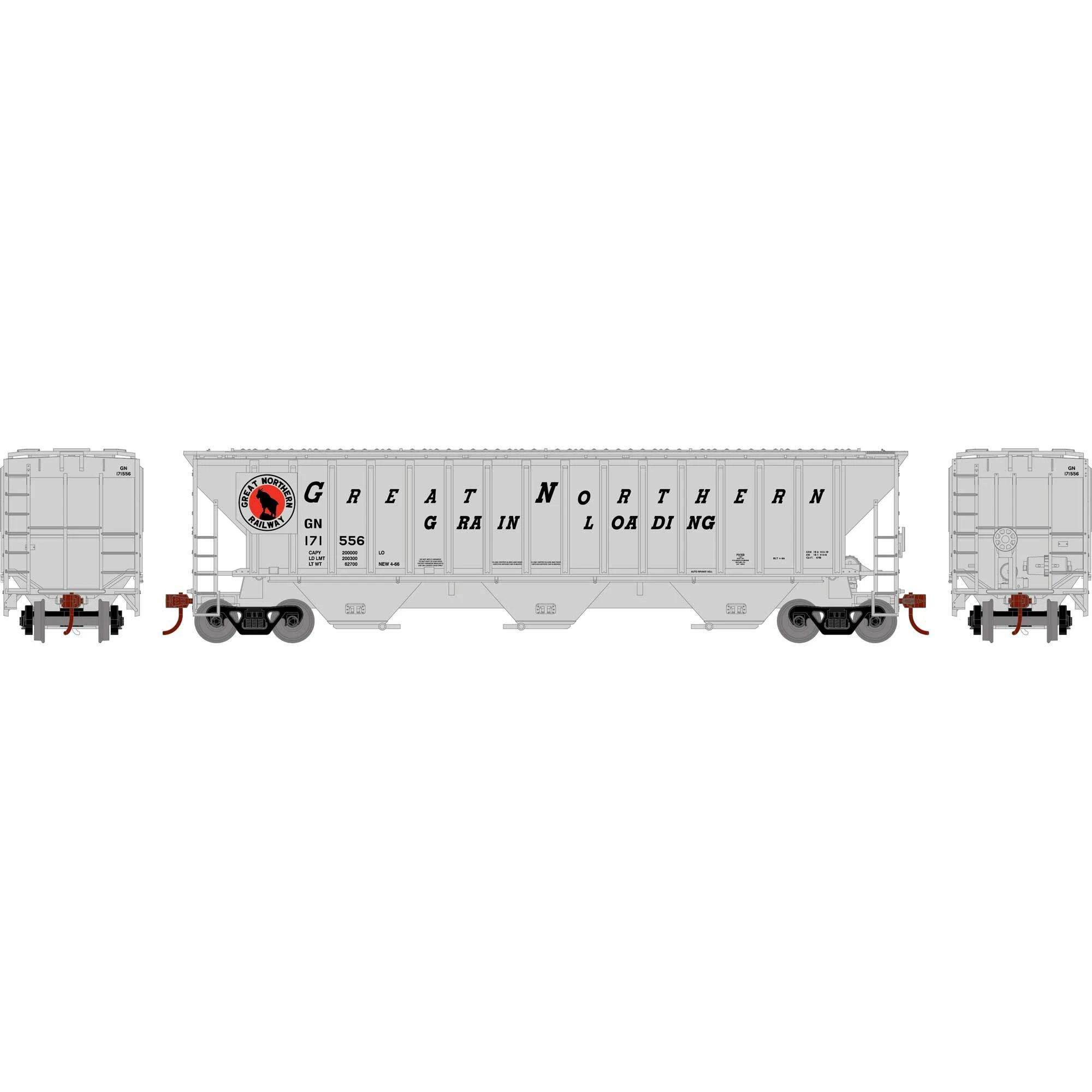 Athearn 18781 HO Scale PS 4740 Covered Hopper Great Northern GN 171556 - Image 2