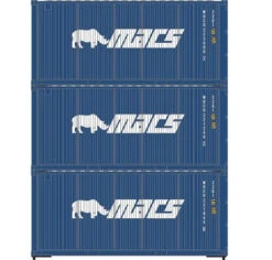 Athearn 27789 HO Scale 20' Intermodal Corrugated Container MACS MOCU 3-Pack #1