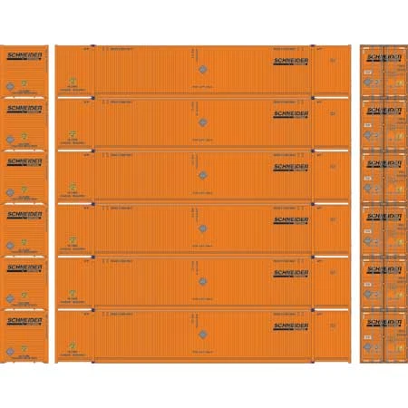 Athearn 28524 HO Scale 53' CIMC Intermodal Container Schneider SNLU 6 Pack #2 - Image 2