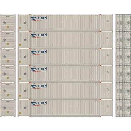 Athearn 28526 HO Scale 53' CIMC Intermodal Container Exel EXLU 6 Pack #2 - Image 2