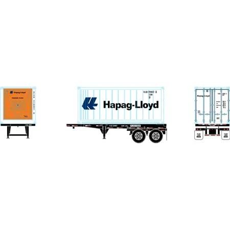 Athearn 28894 HO Scale 20' Intermodal Chassis With Hapag-Llyod HLXU Reefer Container - Image 2