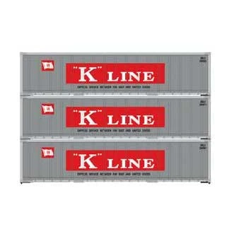 Athearn 63393 HO Scale 40' Smooth Side Container K Line KKLU 3 Pack #1