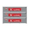 Athearn 63394 HO Scale 40' Smooth Side Container K Line KKLU 3 Pack #2