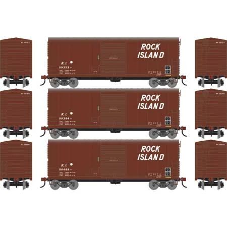 Athearn 67741 HO Scale RTR 40' Modernized Boxcar Rock Island RI 3 Pack - Image 2
