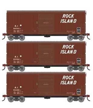 Athearn 67741 HO Scale RTR 40' Modernized Boxcar Rock Island RI 3 Pack