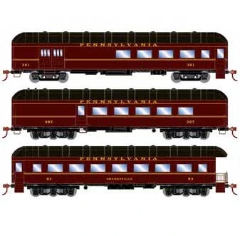 Athearn 73038 HO Scale Arch Roof Passenger 3 Car Set Pennsylvania PRR