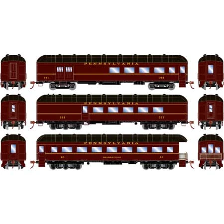 Athearn 73038 HO Scale Arch Roof Passenger 3 Car Set Pennsylvania PRR - Image 2