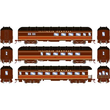 Athearn 73039 HO Scale Arch Roof Passenger 3 Car Set Illinois Central IC - Image 2
