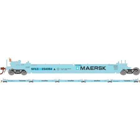 Athearn 98923 HO Scale Maxi I 5 Unit Well Car Santa Fe Maersk SFLC 254338