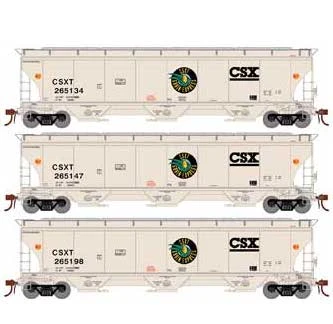 Athearn Genesis G89977 HO Scale Trinity 3 Bay Covered Hopper "Grain Express" CSX 3 Pack #1