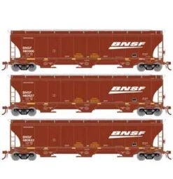 Athearn Genesis G90009 HO Scale Trinity 3 Bay Covered Hopper BNSF "Wedge/Swoosh" 3 Pack #1