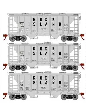 Athearn HO Scale 15423 PS-2 2003 Covered Hopper Rock Island RI 3 Pack