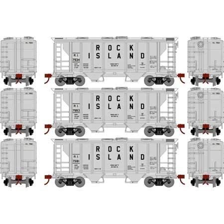 Athearn HO Scale 15423 PS-2 2003 Covered Hopper Rock Island RI 3 Pack - Image 2