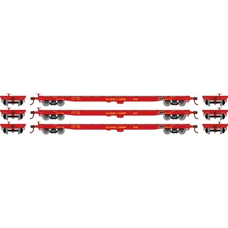 Athearn HO Scale 98083 60' Flatcar Delaware & Hudson D&H 3 Pack - Image 2