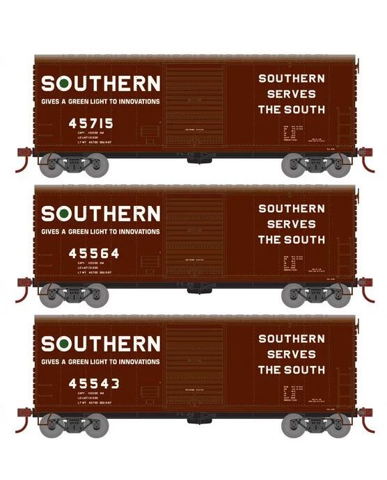 Athearn RTR 67971 HO Scale 40' Modernized Boxcar Southern SOU 3 Pack
