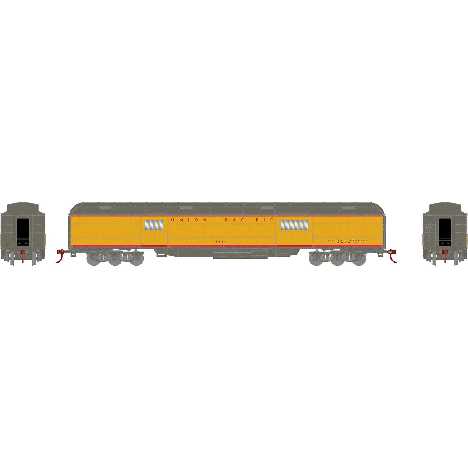 Athearn RTR 88211 HO Scale Heavyweight Baggage Passenger Car Union Pacific 1388 - Image 2
