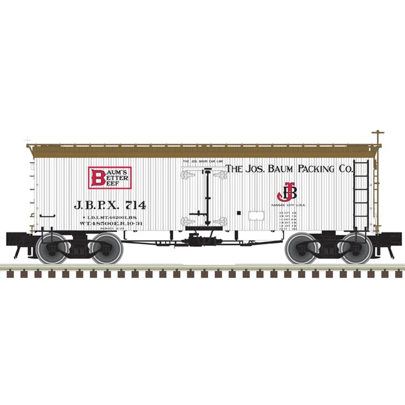 Atlas 20007196 HO Scale 36' Wood Reefer Baum's Better Beef 715
