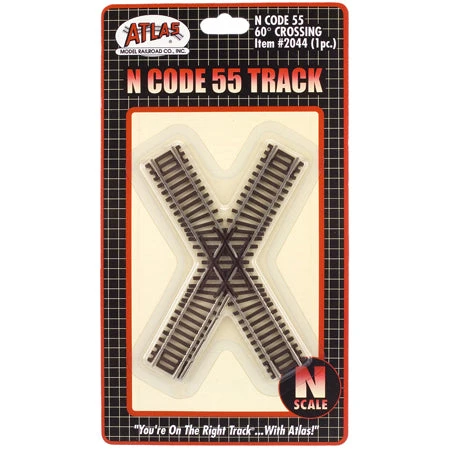 Atlas 2044 N Scale Code 55 60 Degree Crossing Track