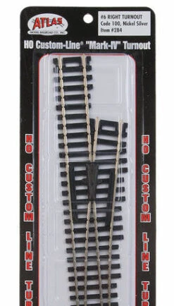 Atlas 284 HO Scale Code 100 Track Mark IV #6 Right-Hand Turnout
