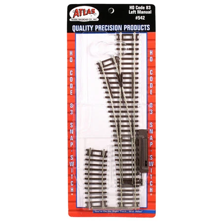 Atlas 542 HO Scale Code 83 Manual Left Hand Switch - Image 2