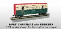 Bachmann 19754 N Scale 40' Annimated Stock Car North Pole & Southern NP&S With Reindeer