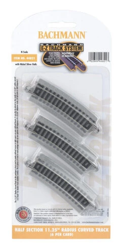 Bachmann 44821 N Scale E-Z Track 11.25" Radius 1/2 Curve (6)