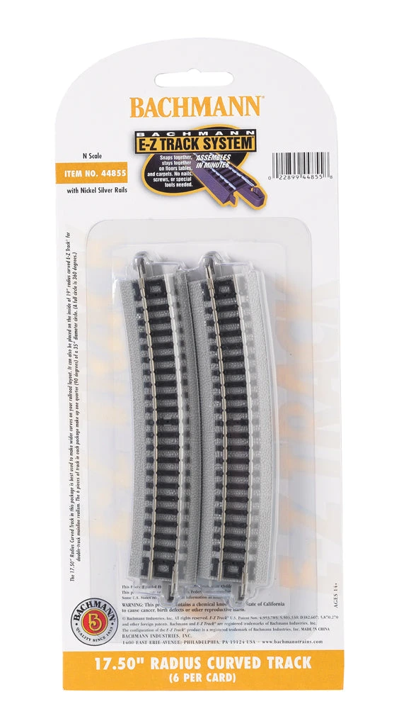 Bachmann 44855 N Scale E-Z Track 17.5" Radius Curve (6)