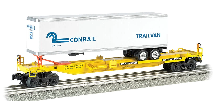 Williams By Bachmann 48402 O Gauge Front Runner Flatcar With Trailer Conrail CR