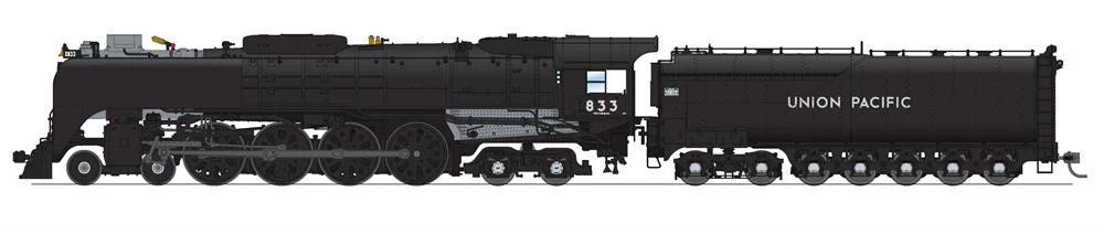 BLI 7361 HO Scale FEF-2 4-8-4 Steam Loco Union Pacific "Black And Graphite" UP 833 Paragon4 Smoke