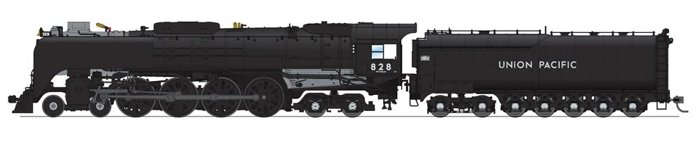 BLI 7362 HO Scale FEF-2 4-8-4 Steam Loco Union Pacific "Black And Graphite" UP 828 Paragon4 Smoke
