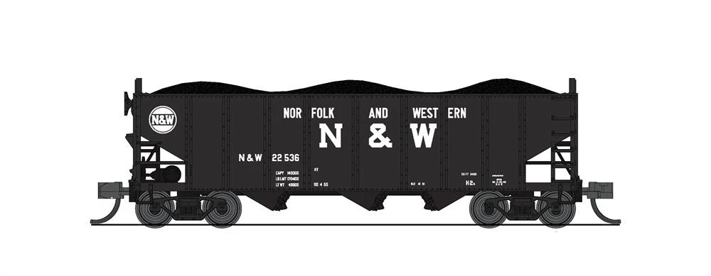 BLI (Broadway Limited Imports) 7144 N Scale H2a 3 Bay Hopper Norfolk & Western N&W 2 Pack A