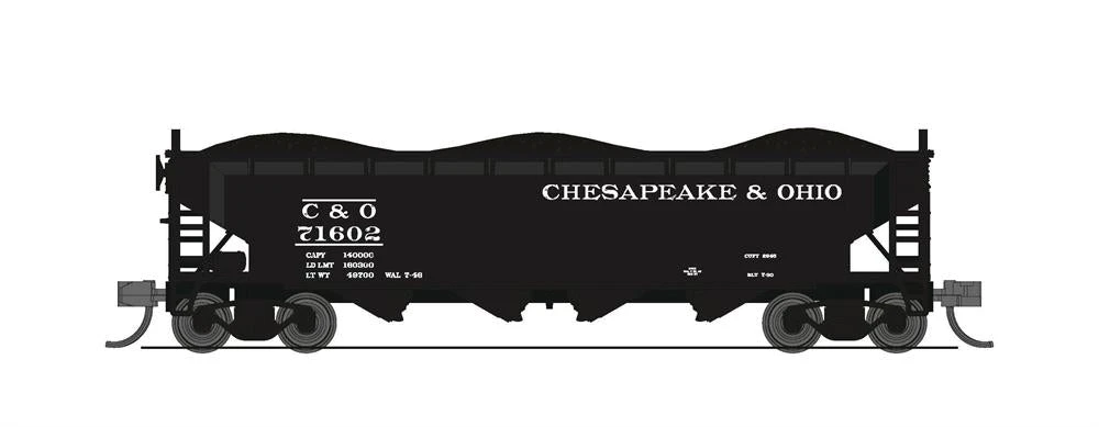 Broadway Limited Imports 7427 N Scale 70 Ton H7-13 Hopper C&O 4 Pack B