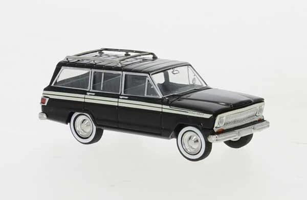 Brekina 19867 HO Scale 1967 Jeep Wagoneer Cherokee Black And White