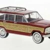 Brekina 19872 HO Scale 1967 Jeep Wagoneer Woodgrain And Red