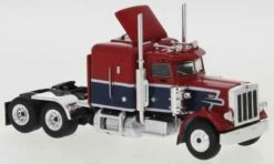 Brekina 85704MCW HO Scale 1973 Peterbilt 359 Sleeper Cab - Red And Blue